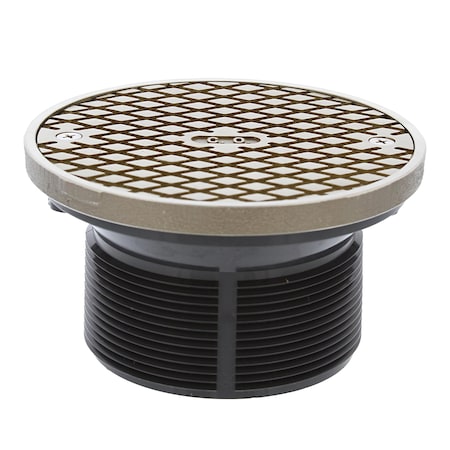 Jones Stephens 3-1/2in. PVC Cleanout Spud with 5in. Nickel Bronze Cover with Ring D59946